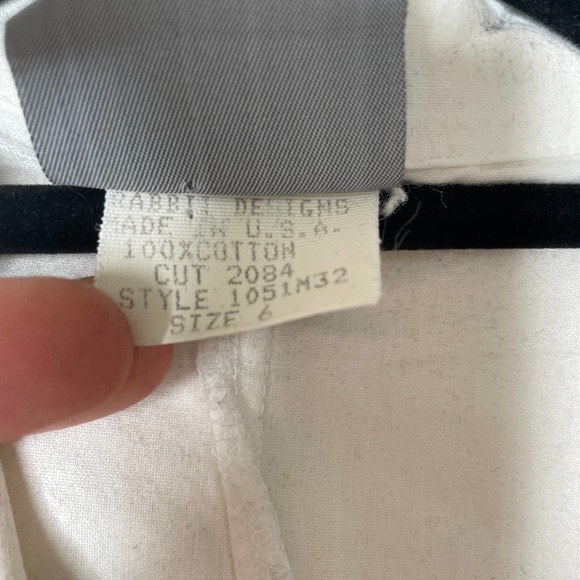 Vintage 90s Rabbit Designs White Tortoiseshell Button Front Midi Shirt Dress 6 - Picture 3 of 16